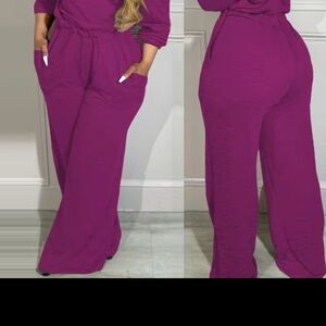 Chic Women's Wide Leg Jumpsuit in Purple